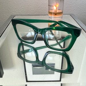 Green Translucent Chunky Cat-Eye Glasses